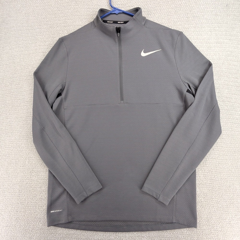 Nike Golf AeroReact 1/4 Zip Pullover Mens Medium Gray Dri Fit Performance 854336